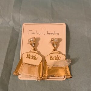 Gold and White Bride Earrings brand new never worn